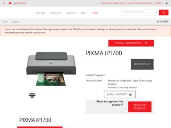 PIXMA iP1700 driver download page on the Canon site