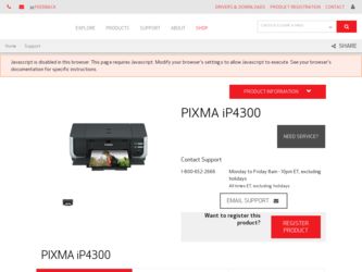 PIXMA iP4300 driver download page on the Canon site