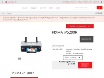 PIXMA iP5200R driver download page on the Canon site