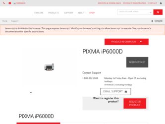 PIXMA iP6000D driver download page on the Canon site