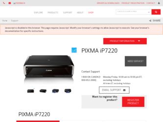 PIXMA iP7220 driver download page on the Canon site