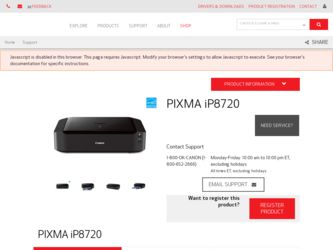 PIXMA iP8720 driver download page on the Canon site
