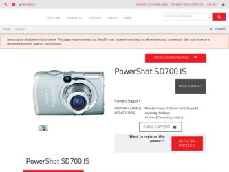 PowerShot SD700 IS driver download page on the Canon site