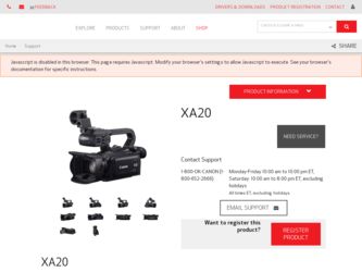 XA20 driver download page on the Canon site