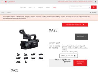 XA25 driver download page on the Canon site