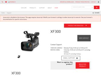 XF300 driver download page on the Canon site