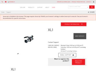 XL1 driver download page on the Canon site