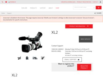 XL2 driver download page on the Canon site