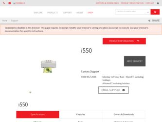 i550 driver download page on the Canon site