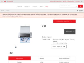 i80 driver download page on the Canon site