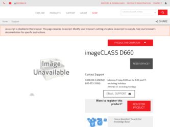 imageCLASS D660 driver download page on the Canon site