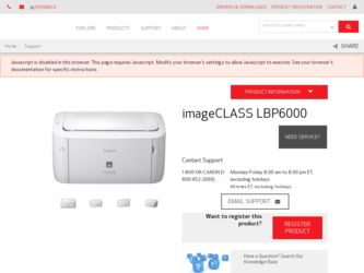 imageCLASS LBP6000 driver download page on the Canon site