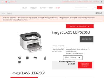 imageCLASS LBP6200d driver download page on the Canon site