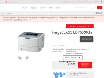 imageCLASS LBP6300dn driver download page on the Canon site