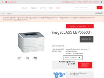 imageCLASS LBP6650dn driver download page on the Canon site