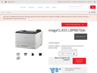imageCLASS LBP6670dn driver download page on the Canon site