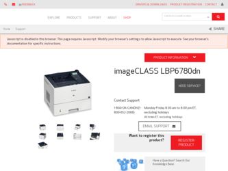 imageCLASS LBP6780dn driver download page on the Canon site