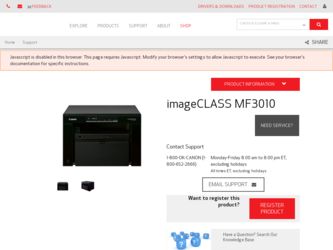imageCLASS MF3010 driver download page on the Canon site