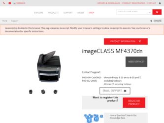 imageCLASS MF4370dn driver download page on the Canon site