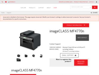 imageCLASS MF4770n driver download page on the Canon site