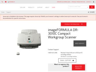 imageFORMULA DR-3010C Compact Workgroup Scanner driver download page on the Canon site