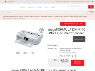 imageFORMULA DR-M140 Document Scanner driver download page on the Canon site