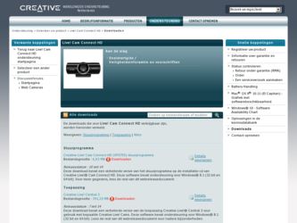Live Cam Connect HD driver download page on the Creative site