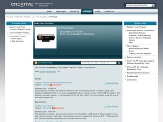 Live Cam Socialize driver download page on the Creative site