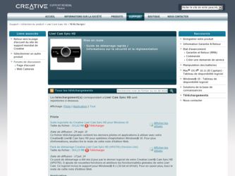 Live Cam Sync HD driver download page on the Creative site