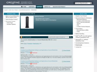 Sound BlasterAxx SBX 20 driver download page on the Creative site