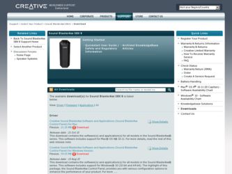 Sound BlasterAxx SBX 8 driver download page on the Creative site
