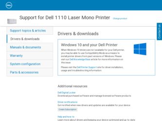 1110 driver download page on the Dell site