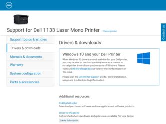 1133 driver download page on the Dell site