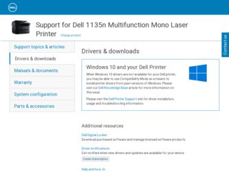 1135N driver download page on the Dell site