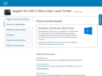 2130cn driver download page on the Dell site