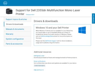 2355DN driver download page on the Dell site