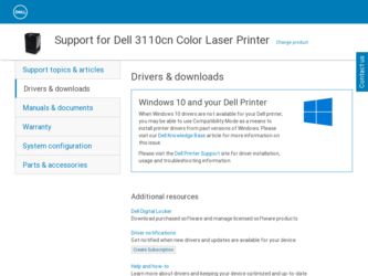 3110cn driver download page on the Dell site