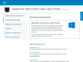 3130cn driver download page on the Dell site