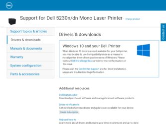 5230DN driver download page on the Dell site