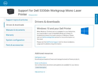 5330dn Workgroup driver download page on the Dell site