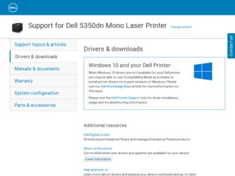 5350DN driver download page on the Dell site