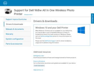 968w driver download page on the Dell site