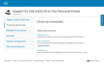 A920 driver download page on the Dell site