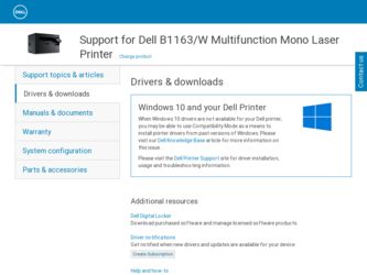 B1163 driver download page on the Dell site