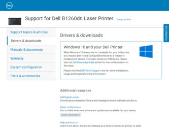 B1260dn Laser driver download page on the Dell site