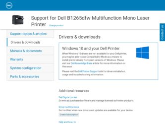 B1265dfw driver download page on the Dell site