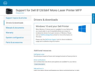 B1265dnf driver download page on the Dell site