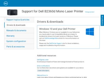B2360D driver download page on the Dell site