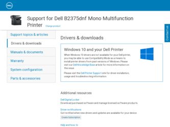 B2375dnf driver download page on the Dell site