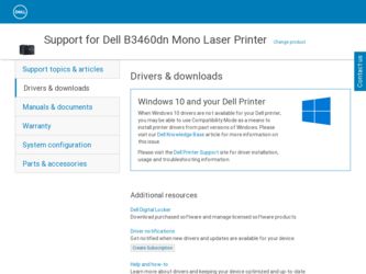 B3460dn driver download page on the Dell site